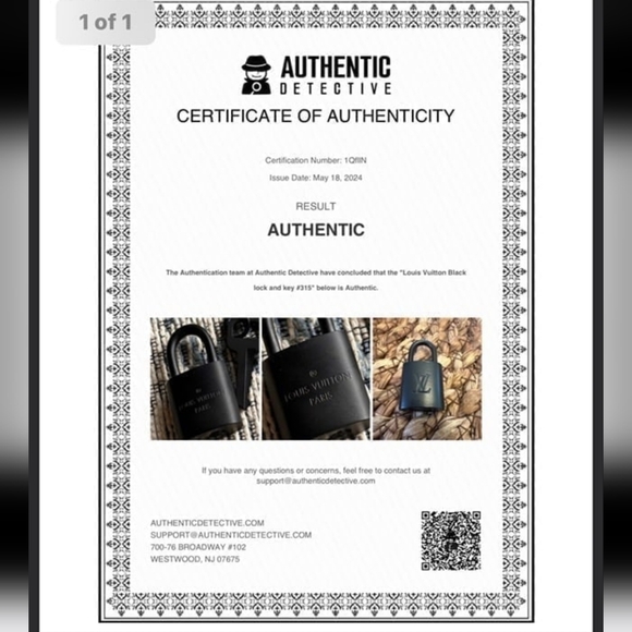 Louis Vuitton Matte Black Lock and Key Set With Chain - Picture 4 of 6